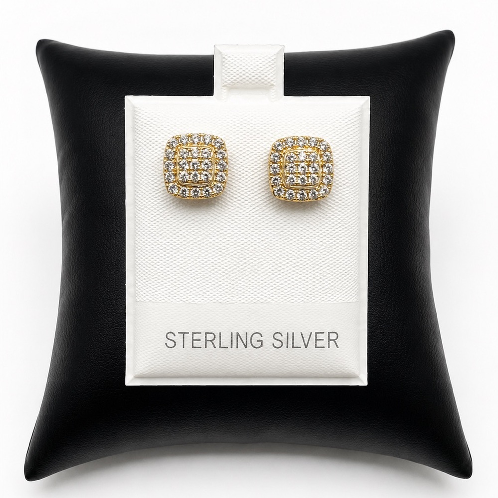 925 Sterling Silver 0.80CTW MOISSANITE Square Halo Stud Earrings